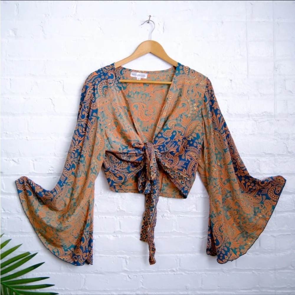 Paisley Bohemian Silk Wrap Top